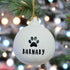 A Paw Print Personalised Ceramic Round Bauble
